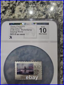 100 yr of Wonder Disney Sleeping Beauty Stamp 1 oz. 999 Silver NGC 10 Ultra Cam