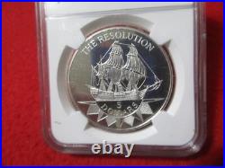 1996 Niue S$5 Silver Hms Resolution Sailing Ship Ngc Pf67uc #mf-2924