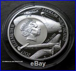 1 Dollar ZEPPELIN HINDENBURG CRASH Niue 2017 1OZ PROOF Silver Coin LTD 400 pcs