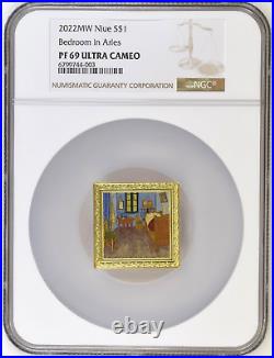 1 Oz Silver Coin 2022 Niue $1 Van Gogh Bedroom in Arles Painting NGC PF 69 UCAM 1 Oz Silver Coin 2022 Niue $1 Van Gogh Bedroom in Arles Painting NGC PF 69 UCAM