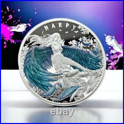 1 Oz Silver Coin 2023 Niue $1 Haunting Harpy Holographic Enamel Mintage 500 1 Oz Silver Coin 2023 Niue $1 Haunting Harpy Holographic Enamel Mintage 500