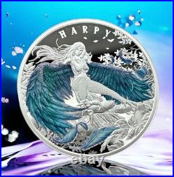 1 Oz Silver Coin 2023 Niue $1 Haunting Harpy Holographic Enamel Mintage 500 1 Oz Silver Coin 2023 Niue $1 Haunting Harpy Holographic Enamel Mintage 500