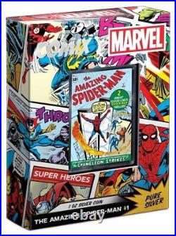 1 Oz Silver Coin 2024 Niue $2 Marvel Comics Comix Amazing Spider-Man #1 Proof