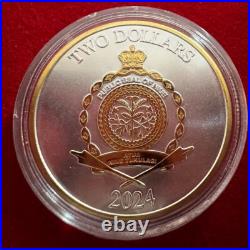 1 Troy OZ. 9999 Silver 2024 Niue Tree of Life Coin 24K Selective Gilding by SFS
