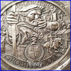1 oz. 999 Silver ROBIN HOOD Antiqued Coin Medieval Legend $2 Niue Outlaw Hero