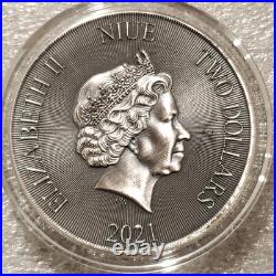 1 oz. 999 Silver ROBIN HOOD Antiqued Coin Medieval Legend $2 Niue Outlaw Hero