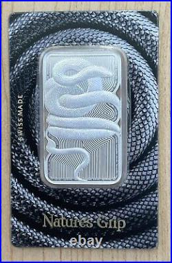 1 oz PAMP Suisse. 999 Silver 2023 Niue Nature's Grip Sunbeam Snake Bar LOW # 14