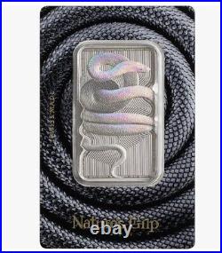 1 oz PAMP Suisse. 999 Silver 2023 Niue Nature's Grip Sunbeam Snake Bar LOW # 14