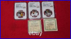 2010 2011 Niue $2 Cartoon Characters 3 coin set Silver Coin NGC PF69 COA