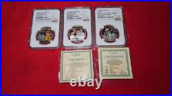2010 2011 Niue $2 Cartoon Characters 3 coin set Silver Coin NGC PF69 COA