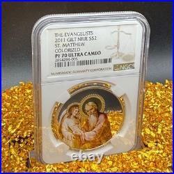 2011 NIUE S$2 The Evangelists St. Mathew Gold Gilt NGC PF70UC Pristine POP 1