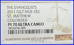 2011 NIUE S$2 The Evangelists St. Mathew Gold Gilt NGC PF70UC Pristine POP 1