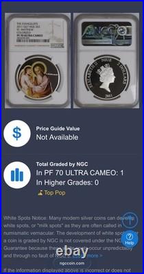 2011 NIUE S$2 The Evangelists St. Mathew Gold Gilt NGC PF70UC Pristine POP 1