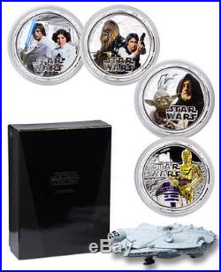 2011 NIUE Star Wars Millennium Falcon Silver 4-Coin Set In Box