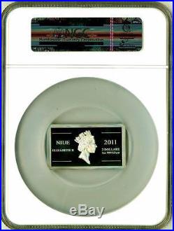 2011 Niue Silver $2 Conquest of Space Yuri Gagarin PF69 UC NGC Coin POP=2