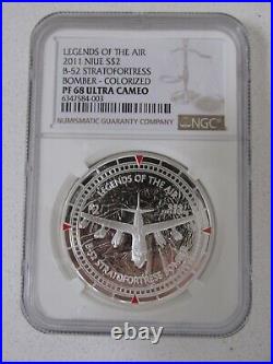 2011 Niue Silver $2 Legends of the Air Colorized 4-Coin Proof Set. NGC Graded