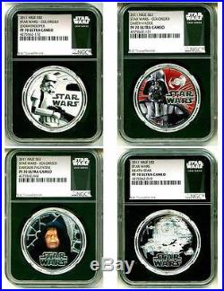 2011 Niue Silver $2 Star Wars Darth Vader PF70 UC NGC 4-Coin Set RARE