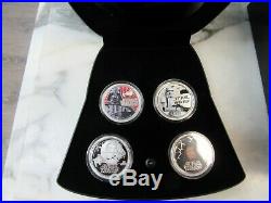 2011 Niue Star Wars. 999 Silver 1oz. 4-Coin Set & Darth Vader Helmet Display COA