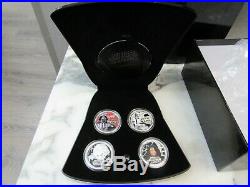 2011 Niue Star Wars. 999 Silver 1oz. 4-Coin Set & Darth Vader Helmet Display COA