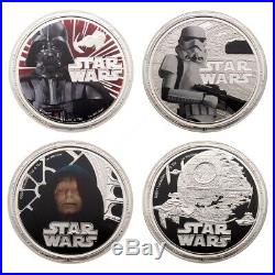 2011 Niue Star Wars Darth Vader 4 Coin Silver Proof Set Mintage 7,500 Dark Side