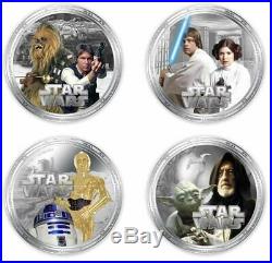 2011 Niue Star Wars Millenium Falcon 4 Coin Silver Proof Set Mintage 7,500