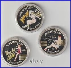 2012 NEW ZEALAND MINT (Niue) WWII NOSE ART 3 X 1oz SILVER COIN SET 2012 NEW ZEALAND MINT (Niue) WWII NOSE ART 3 X 1oz SILVER COIN SET