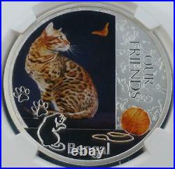 2012 NGC PF 70 U-Cam Our Friends Bengal Cat 1 Ounce. 999 Silver Niue $2 Coin