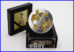 2012 Niue $2 Feng Shui Koi Coins 1Oz Silver Proof Original Laquered Box & COA