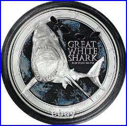2012 Niue $2 Great White Shark 1 oz. 999 Fine Silver Proof Round with Case & COA