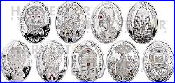 2012 Silver Imperial Faberge Egg Coin Collection Swarovski Crystals 9-coin Set