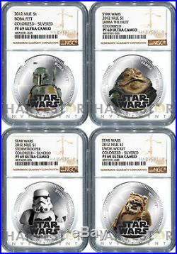 2012 Star Wars Silvered 4-coin Set Ngc Pf69 Ultra Cameo Niue Top Pop