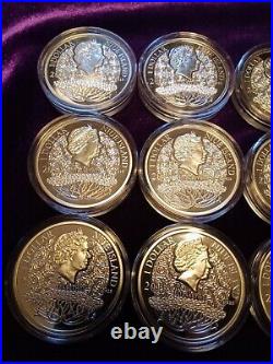 2013/2014 Niue Island Silver Zodiac 12 Coins Complete With Coa Rare Only (5555)