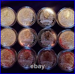2013/2014 Niue Island Silver Zodiac 12 Coins Complete With Coa Rare Only (5555)