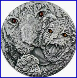 2013 NIUE Wild Life Family TIGERS 1oz. 999 Silver Coin Swarovski Crystal Eyes