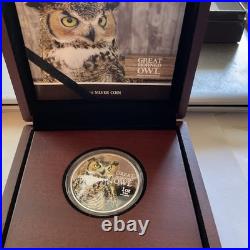 2013 Niue Birds of Prey Great Horned Owl NO. 01043/5000.999 Silver 1 Troy Ounce