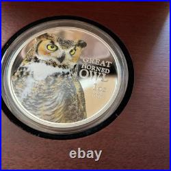 2013 Niue Birds of Prey Great Horned Owl NO. 01043/5000.999 Silver 1 Troy Ounce