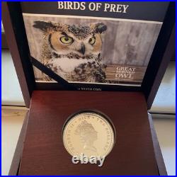 2013 Niue Birds of Prey Great Horned Owl NO. 01043/5000.999 Silver 1 Troy Ounce