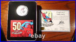 2013 Niue Fifty Years Of Spiderman 1 Oz. 999 Silver Coin With Coa And Packaging