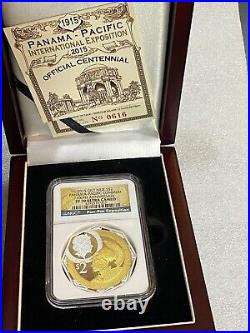 2013 Panama Pacific Commemorative 100th Anniv Gilt Niue 2 oz Silver NGC PF 70