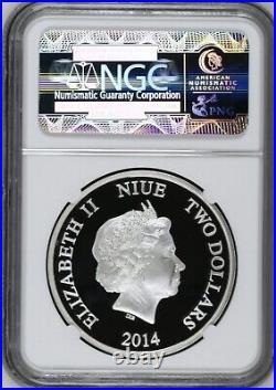 2014 $2 Niue Donald Duck. 999 1 oz Silver Disney Characters Colorized NGC PF70