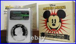 2014 $2 Niue Proof 999 Silver Disney Steamboat Willie Mickey Mouse NGC PF 69 UC