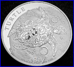 2014 5 Oz Silver New Zealand Mint $10 Niue Hawksbill Turtle