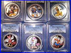 2014 Disney Characters 6 Silver Coins Complete Set Pcgs Pr69dcam First Strike