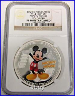 2014 Niue S$2 Mickey Mouse Colorized NGC PF 70 Ultra Cameo Disney
