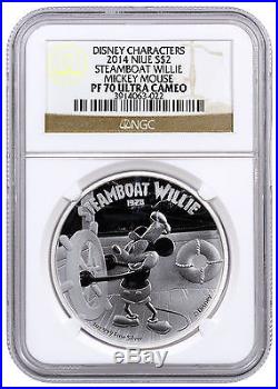 2014 Niue Silver Disney Classics Mickey Mouse Steamboat Willie NGC PF70 SKU31942