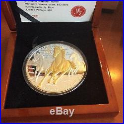 2014 Niue Year of the Horse $8 5oz Gilded Proof Silver Coin Mint Box & COA