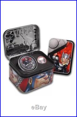 2014 Silver Niue Avengers 4 Coin Lunchbox Set Original Packaging