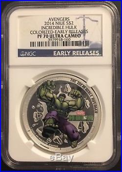 2014 The Incredible HULK Avengers Silver 1 oz $2 Coin NGC PF 70 Ultra Cameo Mint