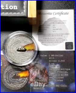 2015 1 Oz Silver $1 NIUE METEORITE CAMPO DEL CIELO 1576 Meteor Crater Coin