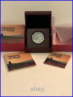 2015 1oz SILVER ANTIQUED COLORIZED COIN. WW1 THE HEROES OF NIUE. #0166 OF 1,915